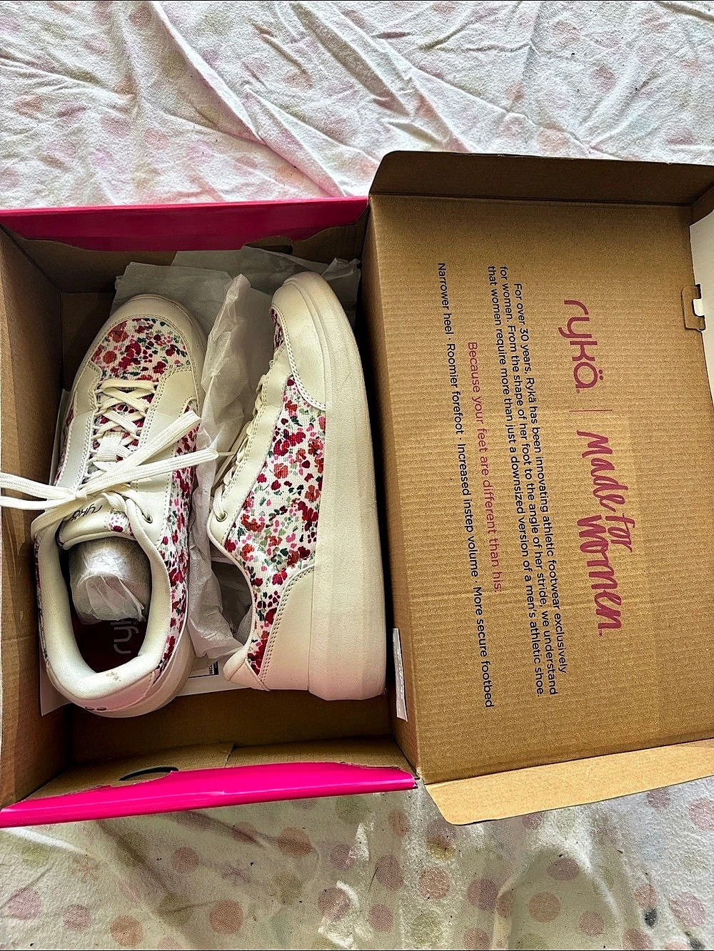Ryka Influence Floral Sneakers White & Pink US 9 NWT